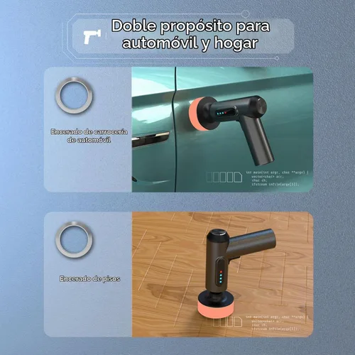 Vista 6 de Kit de pulidor inalámbrico para automóvil con baterías recargables USB-C de 2000 mAh, kit de cera portátil para automóvil con 3 discos adicionales
