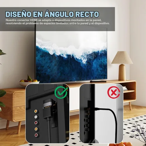 Vista 2 de PANPEO Adaptador HDMI de Ángulo Recto 8K@60Hz, Adaptador HDMI de 90 Grados y 270 Grados (Paquete de 2) 8K@60Hz 4K@120Hz HDMI adapter, 90° + 270°