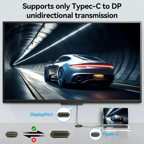 Vista 5 de Cable Angusplay USB C a DisplayPort 2.1, cable Thunderbolt 4/3 a Display Port, cables USB C a dp de 40Gbps compatible con 16k@30Hz, soporte 8K@120Hz