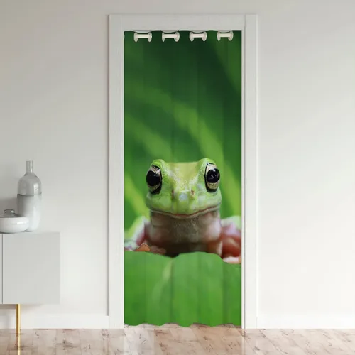 Vista 9 de Cortina de puerta de armario con estampado de patas de oso para dormitorio, niños, naturaleza, vida silvestre, cabeza de oso, cortina de puerta