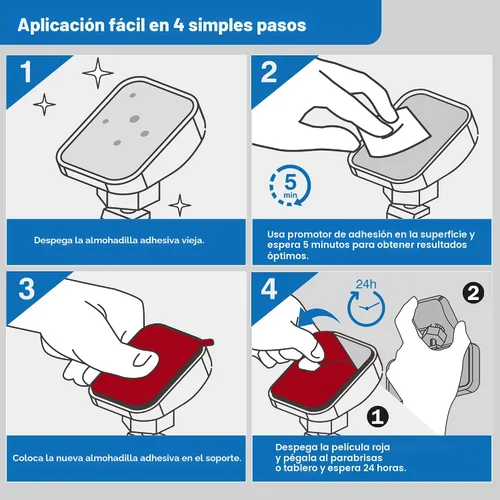 Vista 6 de 4 paquetes de almohadillas adhesivas de doble cara para montaje de cámara de salpicadero – Hechas con 3M VHB, cinta de reemplazo resistente al calor