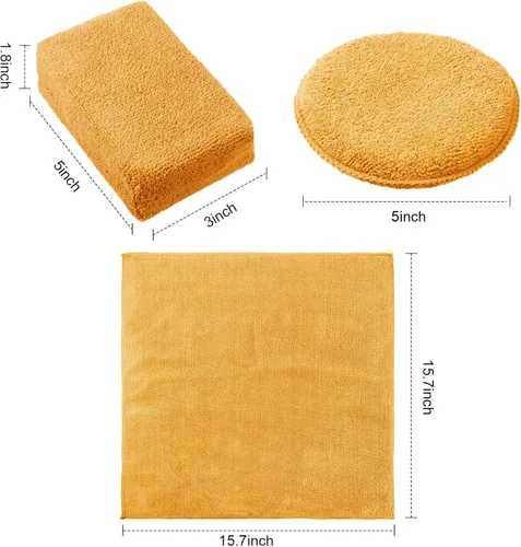 Vista 3 de Tallew Paquete de 12 almohadillas aplicadoras de microfibra para automóvil, incluye aplicador de microfibra de cera redonda, toalla de secado