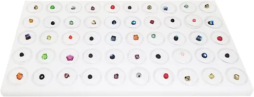 Vista 4 de MOOCA Caja de exhibición de joyería negra con tapa de cristal, 50 frascos de gemas, caja de anillos, organizador de joyas, almacenamiento de tarros