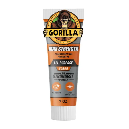 Vista 7 de Gorilla Max Strength - Adhesivo transparente para construcción, tubo de compresión de 2.5 onzas, transparente, (paquete de 1) Gap-Filling and