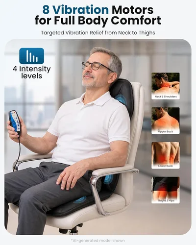 Vista 2 de COMFIER Masajeador de espalda con calor, almohadilla de silla de masaje