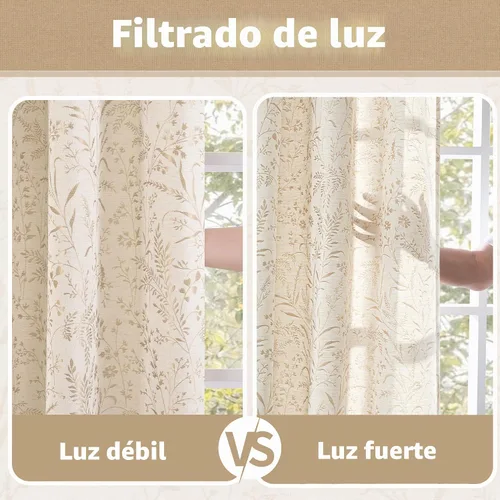 Vista 3 de BGment Cortinas de lino beige para sala de estar de 63 pulgadas de largo, 2 paneles
