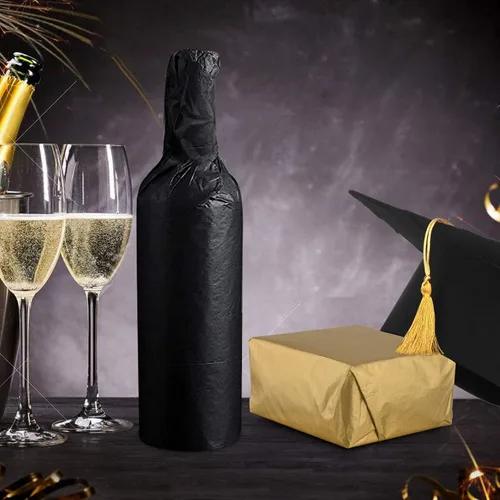Vista 2 de MIAHART 50 hojas de papel de seda negro de 20 x 14 pulgadas, papel de regalo a granel, papel de regalo para decoración de graduación, fiesta