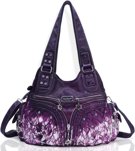 Vista 202 de Angel Barcelo - Bolsa de hombro amplia para mujer, diseño Hobo, cuero lavado