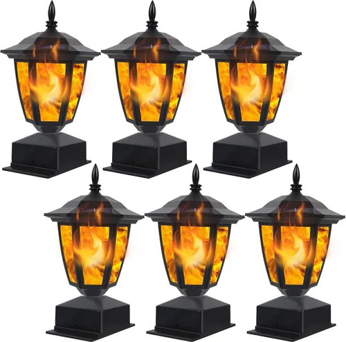 Vista 10 de Dynaming Paquete de 2 luces solares para postes de llama para exteriores, lámparas alimentadas por energía solar, luces LED de llama parpadeante