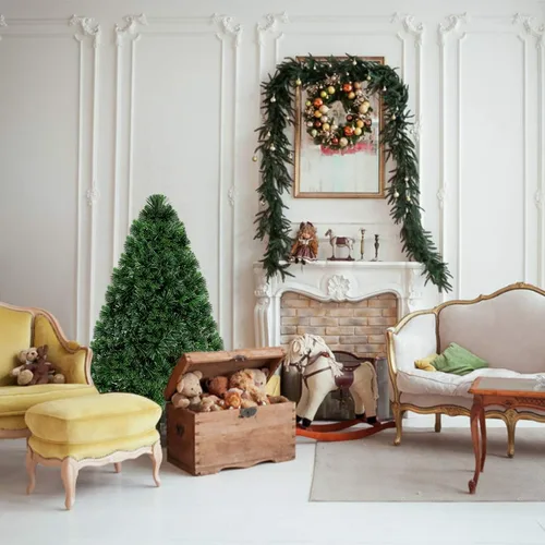Vista 7 de BestComfort Árbol de Navidad preiluminado de 3 pies con luces multicolores, árbol de Navidad artificial de fibra óptica con 85 puntas de ramas