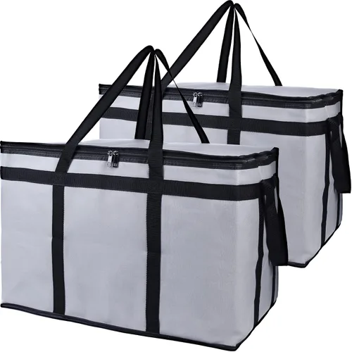 Vista 58 de Bodaon Bolsa de entrega de pizza aislada, 20" x 20" x 8" bolsas calentadoras de pizza para mantener caliente, bolsa aislada para entrega de Negro