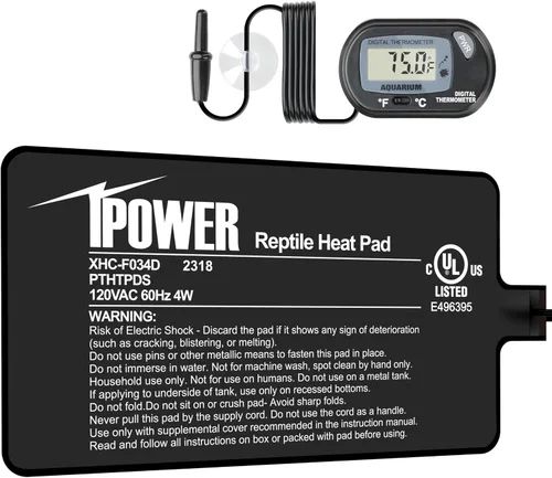 Vista 17 de iPower Almohadilla de Calor para Reptiles de 6 x 8 Pulgadas, 8 W, Calentador de Terrario Debajo del Tanque, Alfombrilla Calefactora para Tortuga