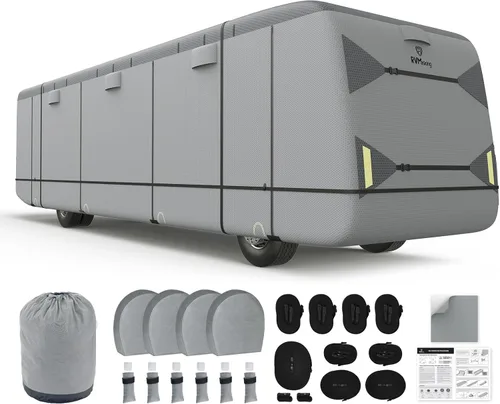 Vista 13 de RVMasking - Funda para remolque de RV de 18 a 20 pies, funda de 7 capas extra gruesa para cámper impermeable y resistente al viento