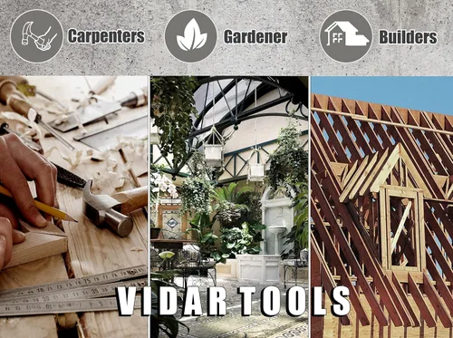 Vista 6 de VIDAR TOOLS Bolso de cinturón de herramientas de 6 bolsillos de un solo lado/cinturón utilitario/delantal de trabajo para carpintero y jardinero.