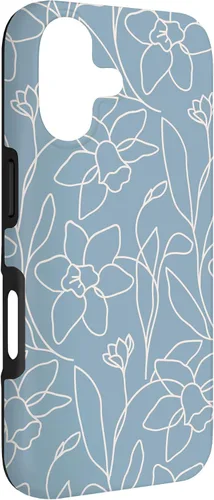 Vista 3 de Poppy Flower Line Art Modern Leaves Boho Light Blue Case for iPhone 17