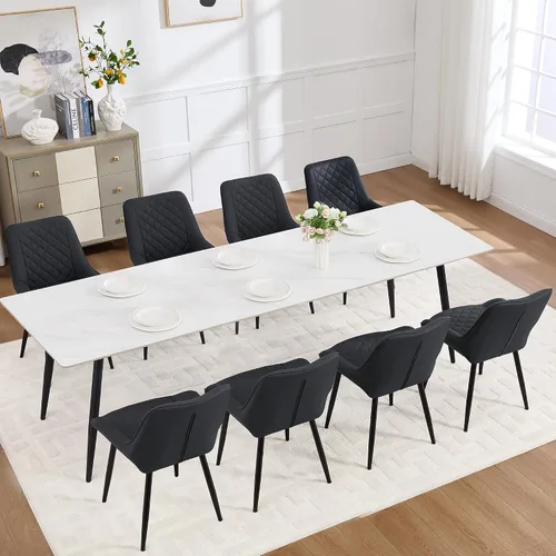 Vista 24 de Silla de Comedor, Sillas de Comedor Modernas con Cojines Gruesos, Sillas de Comedor y Cocina Tapizadas en Cuero Sintético con Patas Metálicas Marrón