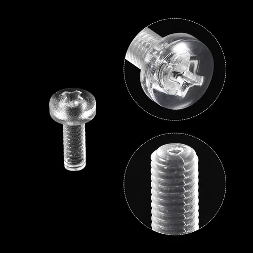 Vista 4 de uxcell M2x6mm plástico Phillips pernos 50pcs PC Pan cabeza máquina tornillos transparentes