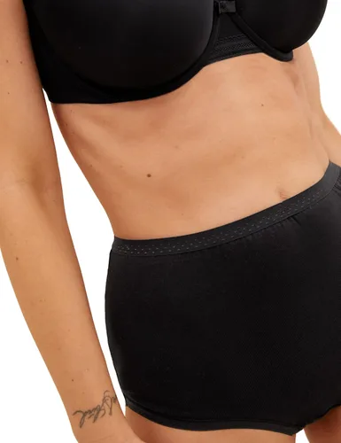 Vista 4 de Marks & Spencer Paquete de 3 calzoncillos de algodón jacquard con cintura completa para mujer