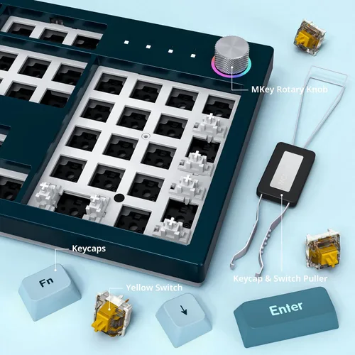 Vista 5 de Montech Teclado mecánico para juegos MKey LED RGB personalizable, teclado PBT de perfil MDA premium, intercambiables en caliente, interruptores