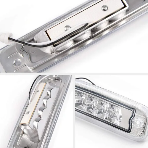 Vista 7 de CHEDA Tercera luz de freno 3D, compatible con Jeep Cherokee 1997-2001, lente cromada, carcasa LED, lámpara de carga trasera, barra trasera