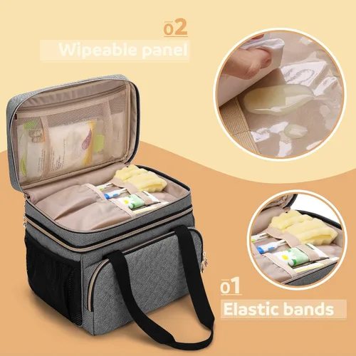 Vista 2 de Luxja Bolsa de extractor de leche de doble capa compatible con Spectra S1 y S2, bolsa de bomba para extractor de leche y piezas adicionales