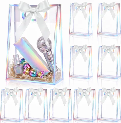 Vista 9 de Aliceset - Bolsa de regalo de plástico transparente con asas, color negro, 12