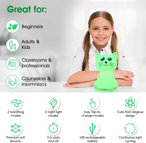Vista 2 de Calm Collective Luz calmante para entrenamiento de respiración para gatos para calmar el estrés, artículos de alivio de la ansiedad para TDAH