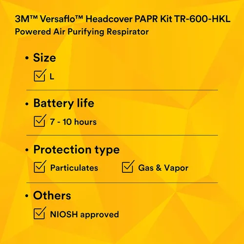 Vista 8 de 3M Sistema respirador PAPR, cuidado de la salud, cubierta grande para la cabeza, aprobado por NIOSH