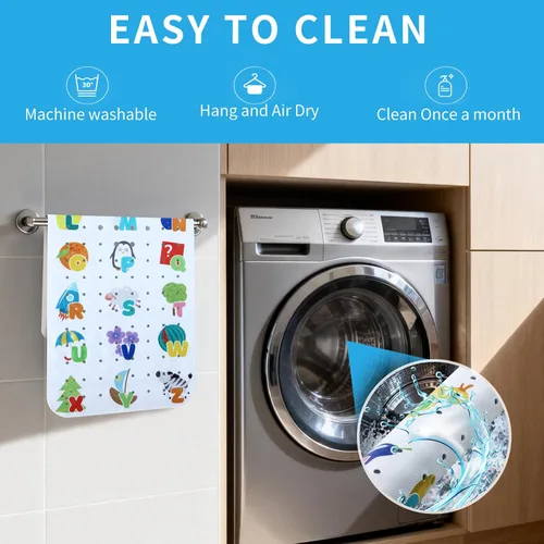 Vista 6 de Tapete de Baño para Bebé para Bañera Antideslizante para Niños, Tapete de Bañera Extra Largo de 40X16 Pulgadas, Tapete de Baño y Ducha para Niños