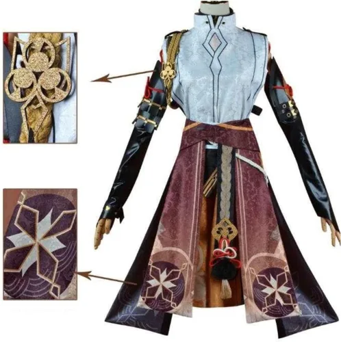 Vista 3 de Cosplay Life Genshin Impact - Disfraz completo de anime RPG con peluca para cosplay, disfraz de Halloween para adulto unisex