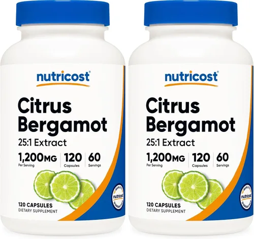 Vista 9 de Nutricost Cápsulas de bergamota cítrica de 1,200 mg, 120 cápsulas - Extracto de bergamota 25:1 - 60 porciones, sin gluten, vegano y sin OMG