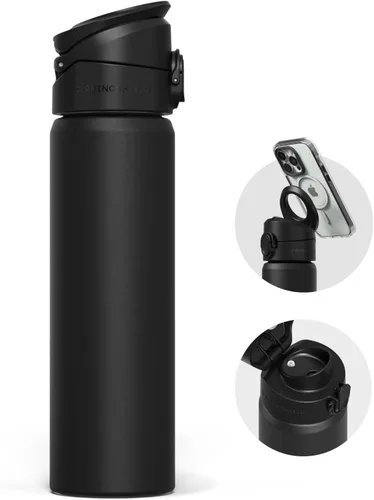 Vista 48 de RHINOSHIELD AquaStand - Botella magnética de 16 onzas, botella de agua aislada de acero inoxidable de boca redonda, botella deportiva con mango