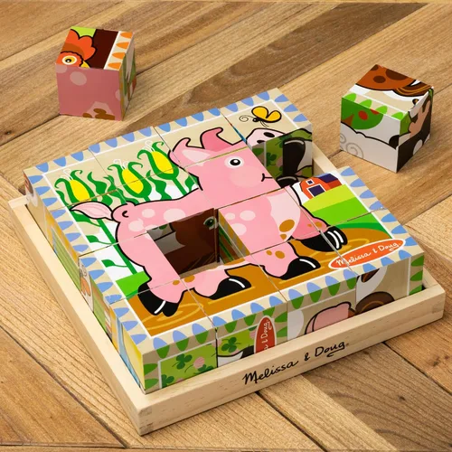 Vista 8 de Rompecabezas en cubo de granja de Melissa & Doug, Multicolor