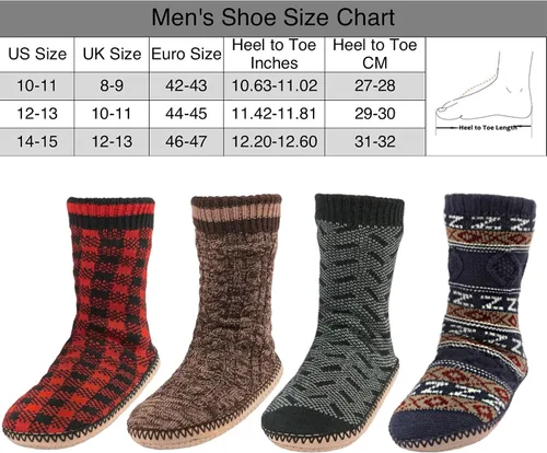 Vista 6 de Cozylook Calcetines tipo pantufla para hombre, con forro polar, suela antideslizante, para invierno, suaves, gruesas, acogedoras, cálidas, peludas