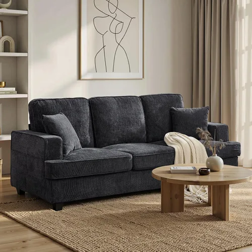 Vista 10 de Korser Sofás seccionales en forma de U para sala de estar, sofá moderno de tela de felpilla de 101 pulgadas con diván doble, sofá de 4 asientos