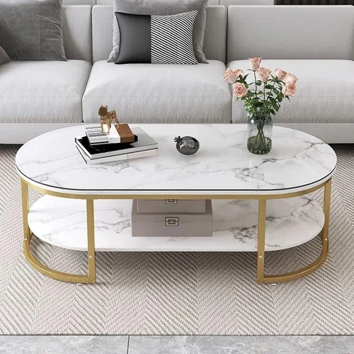 Vista 3 de Mesa auxiliar, moderna y ovalada, mesa de centro minimalista de madera para sala de estar, almacenamiento gris oscuro incluido, 39.5 pulgadas