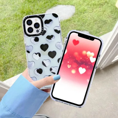 Vista 3 de Funda compatible con iPhone 13 Pro Max con estampado de vaca, transparente y transparente con dibujo de piel de animal blanco y negro, diseño