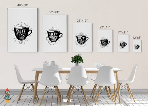 Vista 5 de HB Art Design But First Coffee Black and White Quote Mug Canvas Print Wall Art Coffee Bar Decor Coffee Signs Kitchen Wall Decor Dining Room