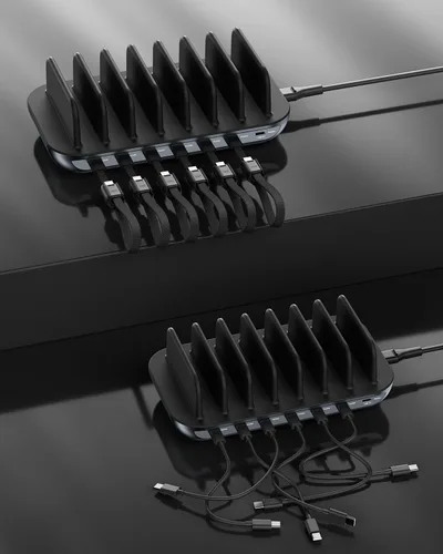 Vista 2 de SOOPII 6-Pack Short USB C to USB C Cable 240W with Built-in Snap Clip