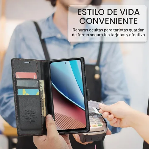 Vista 5 de FLIPALM Funda tipo cartera para Samsung Galaxy S22 Ultra, con bloqueo RFID, tarjetero, de piel sintética PU tipo folio con tapa plegable y función