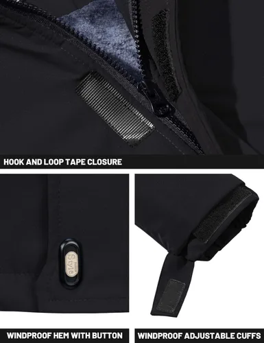 Vista 5 de TACVASEN Chaqueta de invierno para hombre, chaqueta de forro polar resistente al agua, chaqueta de esquí para nieve, chaqueta táctica militar