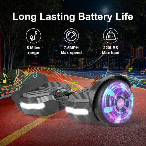 Vista 3 de Scooter, luces LED Bluetooth y Corlorful, potencia de rango de 7.5 mph y millas por motor dual de 250 W, regalos para niños y adultos, niñas y niños