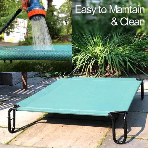 Vista 4 de Cama elevada para perros, 35 x 28 x 8 pulgadas (pequeña, verde)