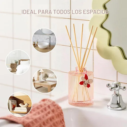 Vista 4 de COCORRÍNA Difusor de aceite con aroma a flor de peonía, 6.09 onzas líquidas 8 cañas, fragancia para el hogar de larga duración, decoración de 2-Rosa