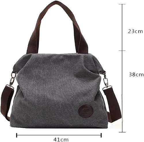 Vista 4 de ELEOPTION Bolso de hombro de la lona del estilo simple de la vendimia de las mujeres del bolso del bolso del shopper Hobo del bolso para las mujeres