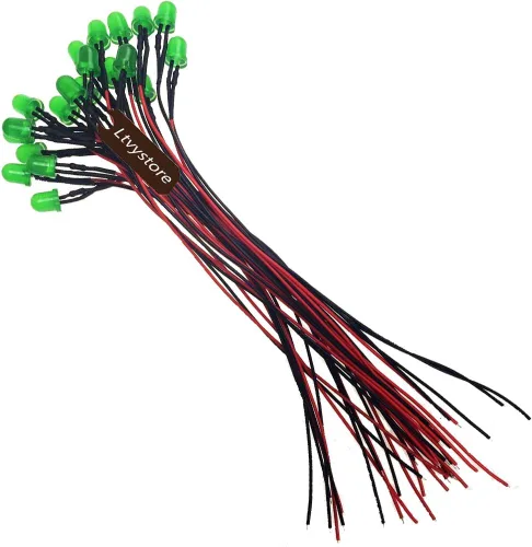 Vista 6 de 8MM 24V LED verde precableado 7.87 pulgadas lámpara bombilla pre-cableado emisor diodo y negro 0.315 in LED plástico clip titular panel