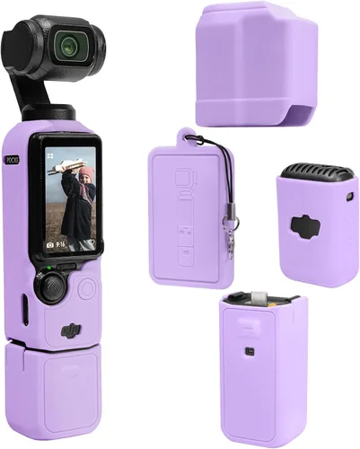 Vista 14 de Funda protectora para cámara DJI Osmo Pocket 3/Xtra Muse, funda de silicona suave con 2 protectores de pantalla y lente, accesorios de cuerpo