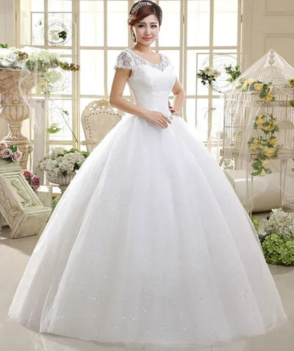Vista 3 de Eyekepper - Vestido de novia con hombros dobles, largo al suelo