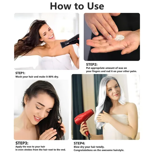 Vista 5 de Pomadas de cera de color blanco para el cabello, 4.23 onzas, material de cera natural para colorear el cabello, desechable, arcillas cenizas