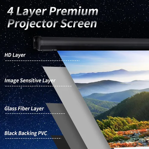 Vista 5 de Pantalla de Proyector de 120 Pulgadas Motorizada 4:3 HD Eléctrica Elevable con Control Remoto, Pantalla de Proyección Automática Retractable
